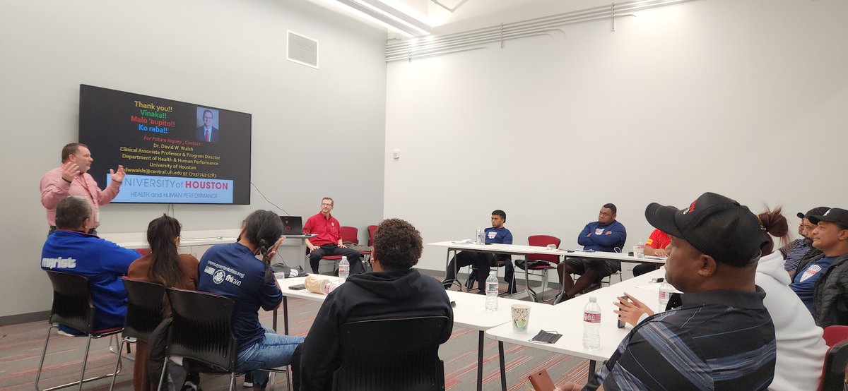 The HHP department recently hosted a group of high school coaches from Fiji, Kiribati and Tonga as part of a sport exchange program. Drs. David Walsh and Mike Cottingham led the group through workshops and adaptive athletics sports. uh.edu/class/hhp/news…