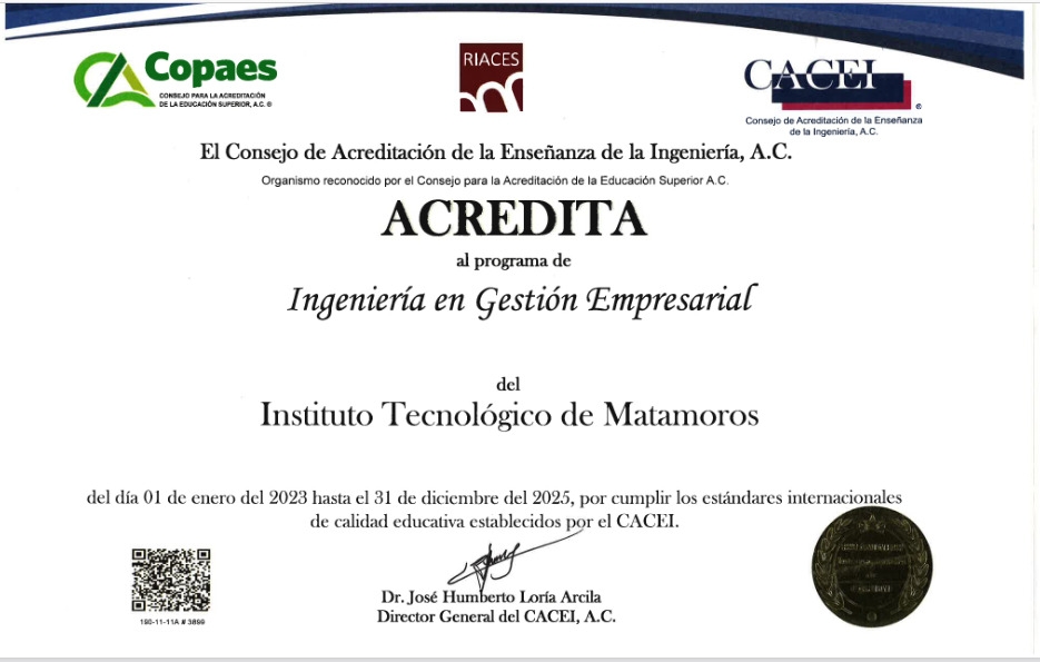 TecNM_MX's tweet photo. #OrgulloTecNM
El #TecNM campus Matamoros, recibió la acreditación con estándares internacionales de los programas educativos de Ing. en Gestión Empresarial y de Ing. en Sistemas Computacionales, por parte del #CACEI.
Leer más 👉 https://t.co/1MO3umOfrZ
#TodosSomosTecNM https://t.co/XiKnUXHscg