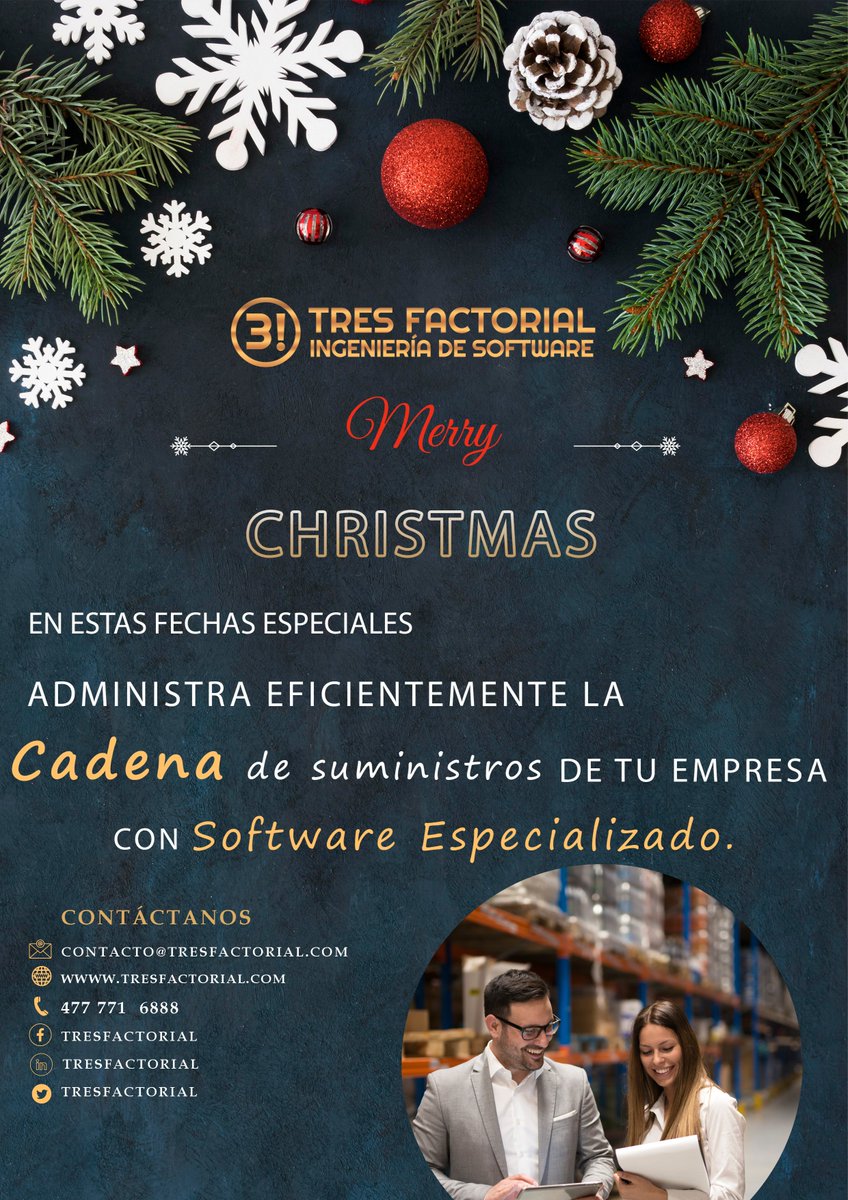 tresfactorial's tweet photo. En estas Fechas especiales🎄🎁 Administra eficientemente la cadena de suministros de tu empresa con Software Especializado.

Tres Factorial tu mejor aliado en el desarrollo de software, te desea:
¡Felices fiestas!
https://t.co/8z1JhfVCgT https://t.co/AS6zrXtk2e