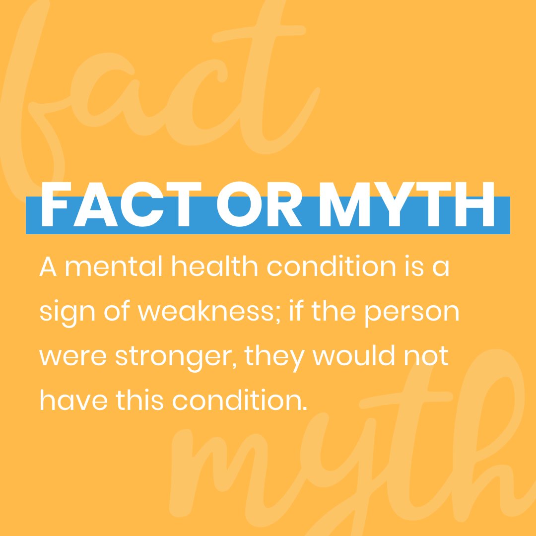 MYTH. 

In fact, recognizing the need to accept help for a mental health condition requires a great deal of strength, bravery and courage. #BeatTheStigma
