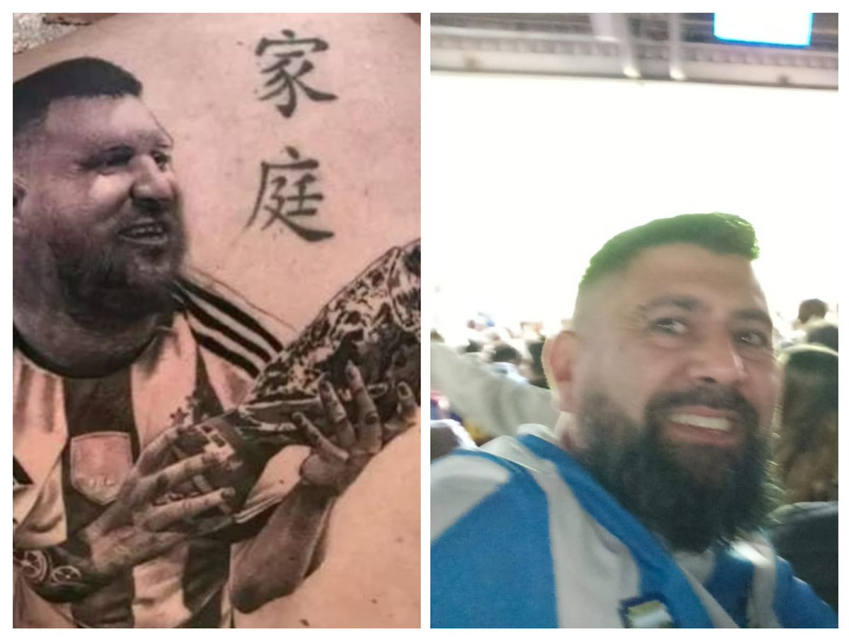 espindolarson's tweet photo. Acabo de ver que alguien se tatuó mi cara con la copa del mundo en la mano !!!#Messi𓃵 #SeleccionArgentina    #messi #Rosario3 #lacapitalrosario #tycsportsmundial #oledeportivo https://t.co/SVaTZsw1DK