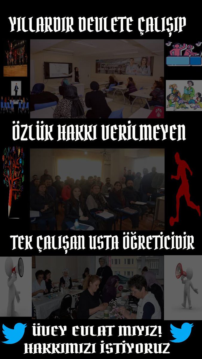 eser722's tweet photo. Biz her zaman her yerde en zor şartlarda 7den 70 e Eğitim veren Usta Öğreticihleriz.
var olma mücadelesi verdiğimiz bu süreçte insanca yaşamak için  haklarımızı istiyoruz.
UstaÖğreticiye SesVerin
@RTErdogan @kubrapc @meral_aksener @vedatbilgn @csgbakanligi @tcmeb @Haberturk r https://t.co/ebQv5kMJg0