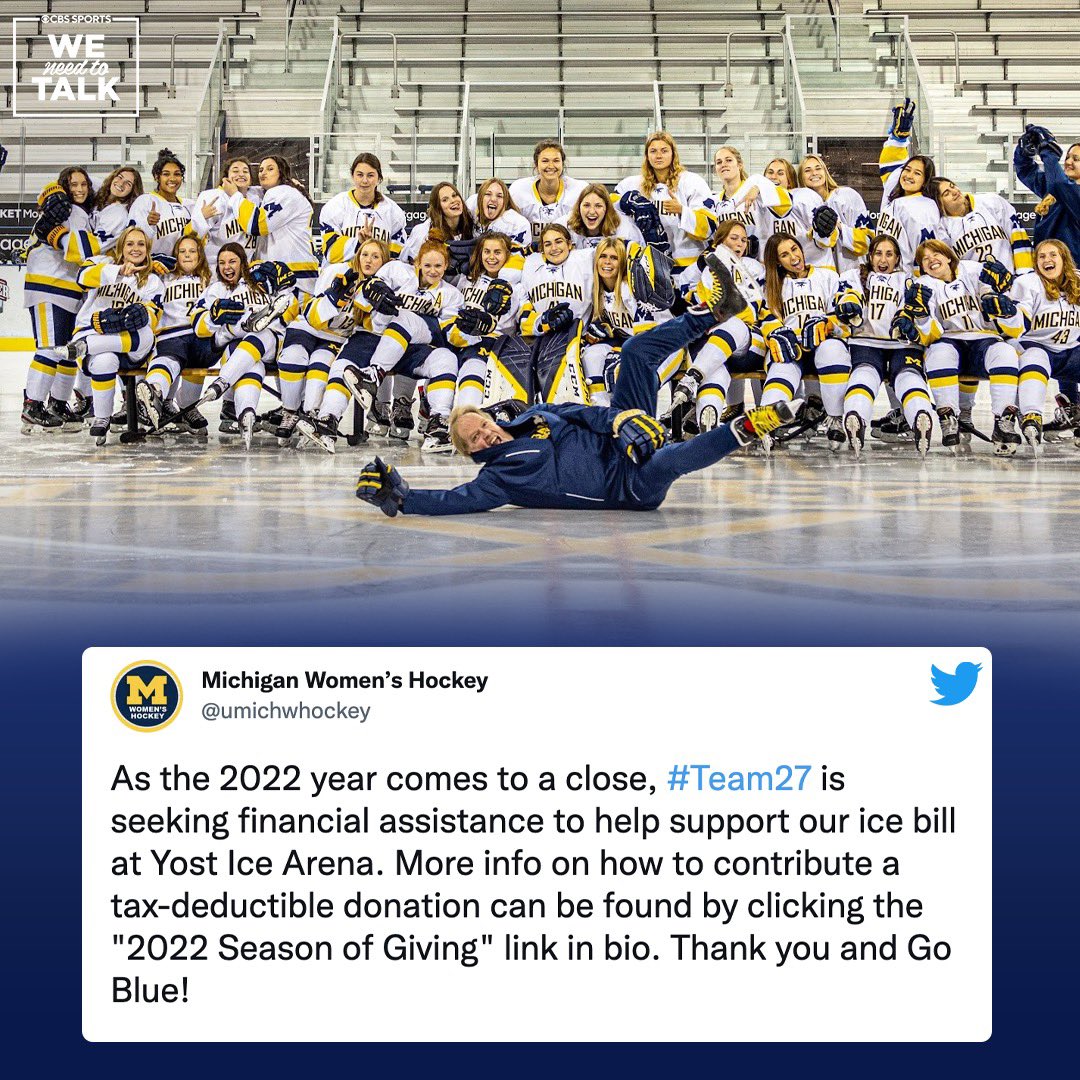 The <a href="/umichwhockey/">Michigan Women’s Hockey</a> team is not funded by the university and has to rent ice from the university.

While the team has raised 20K for the ice bill, a donor offered to give an additional 5K if the total donations go up to 30K. 

Let’s make it happen maizeraise.umich.edu/o/university-o…