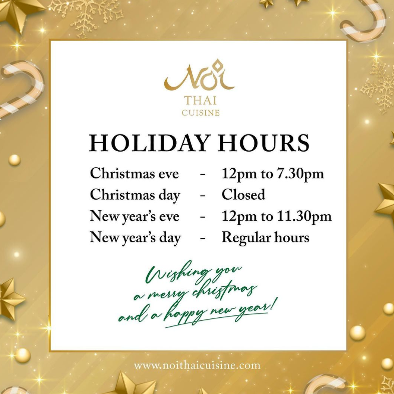 EatGuideSeattle's tweet photo. Holiday Hours are approaching! ๐๐
Please keep this in mind so you can plan accordingly!! ๐ฅณ โจ๐
๐๐ธ@noithaicuisine_downtownseattle
#TheEatGuide #holidays #holidayhours #visitseattle #seattlewashington #seattlewa #seattleblogger #washingtonstate #seattlefood #Seattle https://t.co/5hJisDtkw2