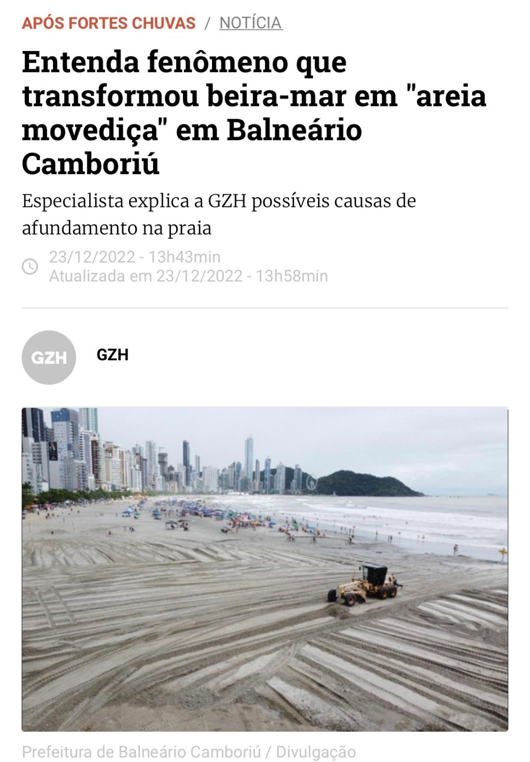 Entenda fenômeno de areia movediça que ocorreu em Balneário
