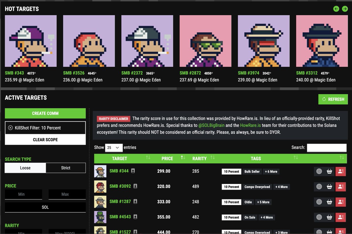 MINTwinsGM's tweet image. Then, @killshotai, which is one of the most undervalued assets within the Solana ecosystem. This tool allows you to setup comms based on your search criteria that will notify when listings pop within your parameters. Search for targets, get appraisals &amp;amp; more in a few clicks.

4/7