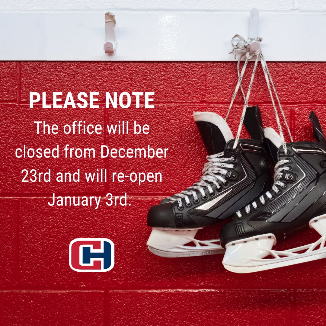 The holidays are here, and our office will re-open on January 3rd. If your matter is urgent, please email hockey@carhahockey.ca.

Happy Holidays from the CARHA Hockey team!
