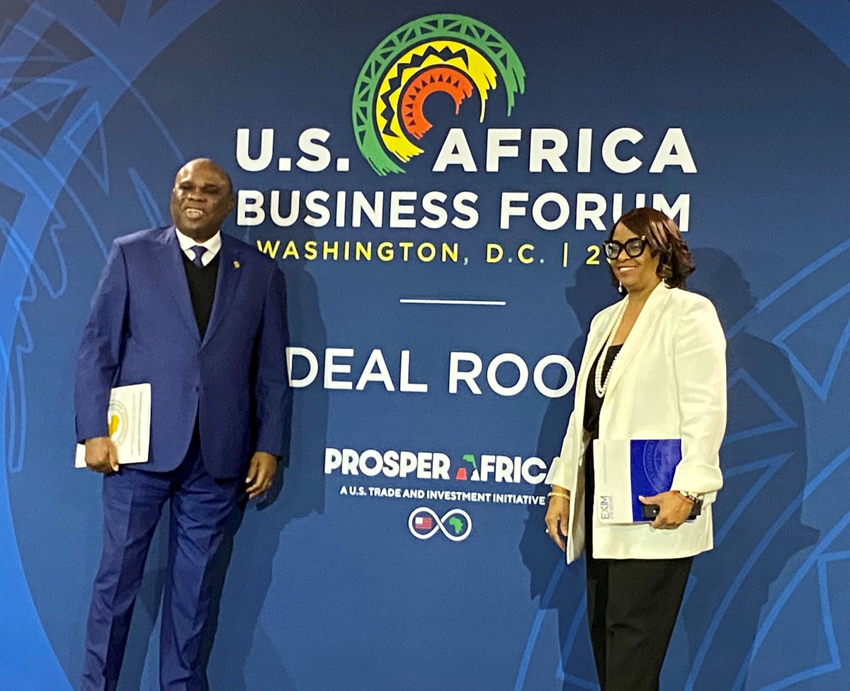 EXIMChair's tweet photo. ICYMI: Last week in the #USAfricaBizDealroom, I was proud to sign 3 MOUs totaling over $1BILLION w/ @afreximbank, @africa_finance & @Africa50Infra, facilitating US & Africa's goal for shared prosperity!
https://t.co/8WP1MWb8mj
#USAfricaLeadersSummit22 #USABF https://t.co/UrU6noZef2