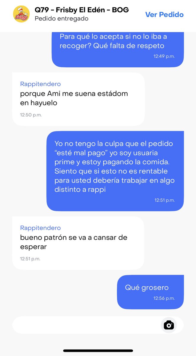 cindicius's tweet photo. Además de tener un soporte pésimo y de recibir la comida fría hay que aguantar la gaminería de los Rappi? Solo espero que mi membresía finalice pronto @RappiColombia y al soporte de Rappi solo me queda por decirles: Gracias por nada 👎 https://t.co/kSeEwGmL5R