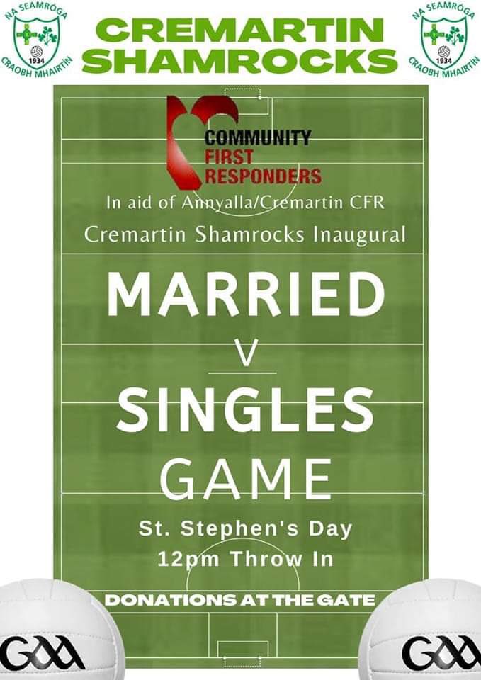 Come along and support our lads as they host a charity match for our local cfr group who do fantastic work within and beyond our community 🚨☘️☘️