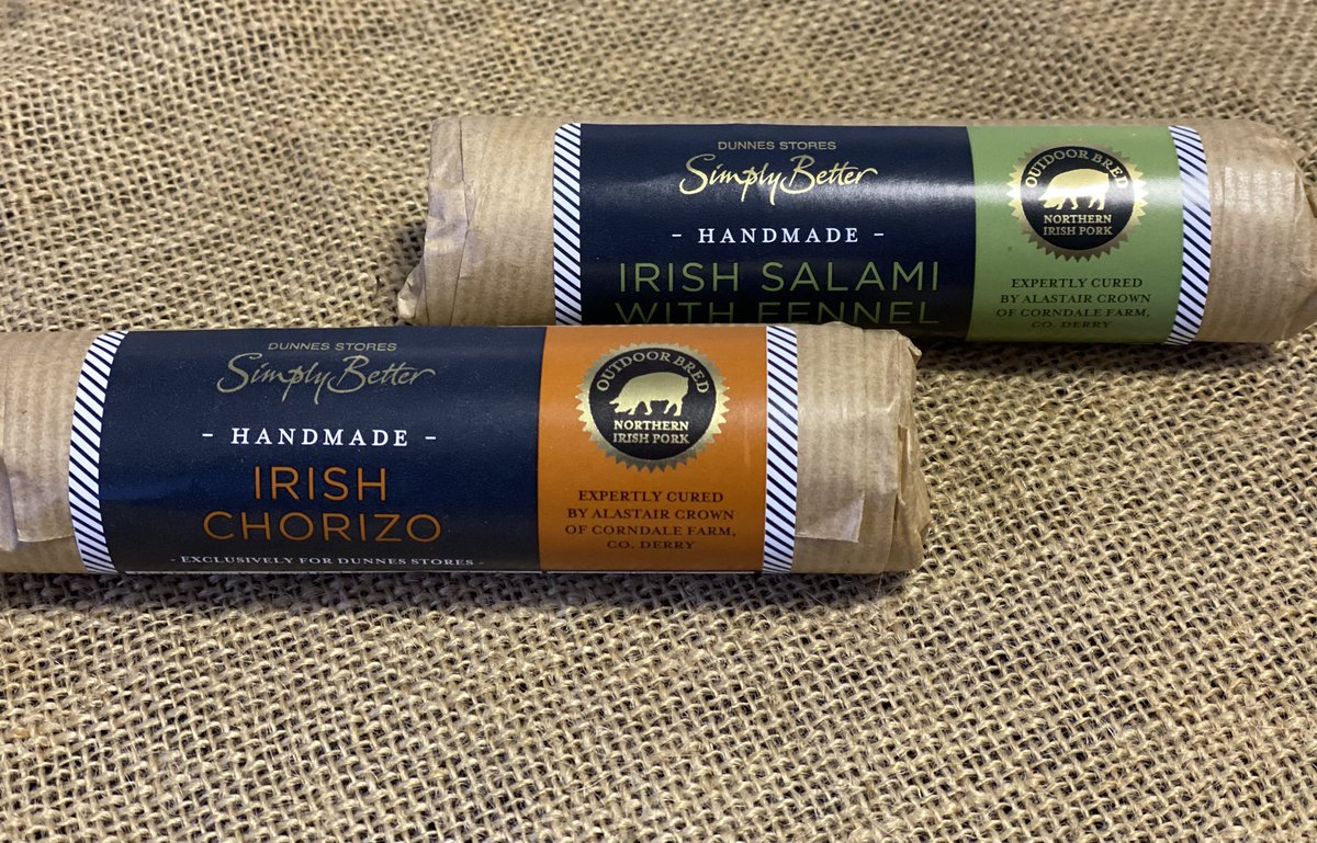 Congrats Alastair Crown ⁦@Corndalefarm⁩ in Limavady on deal with ⁦@dunnesstores⁩ for Irish chorizo and Irish fennel salami aided by ⁦@ChefBrianMcD⁩ #lovelocalsuccess