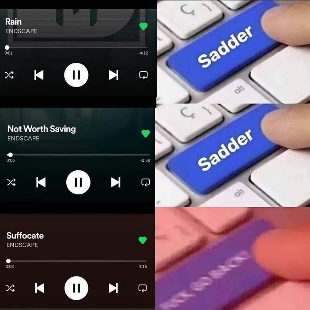 Nooo too sad! Go back!

What's your favourite non-sad Endscape song??

#product #communicationdevice #gesture #font #finger #gadget #materialproperty #technology #portablecommunicationsdevice #thumb #electronicdevice #screenshot #electricblue #multimedia… instagr.am/p/CmhQ3aPIMW6/