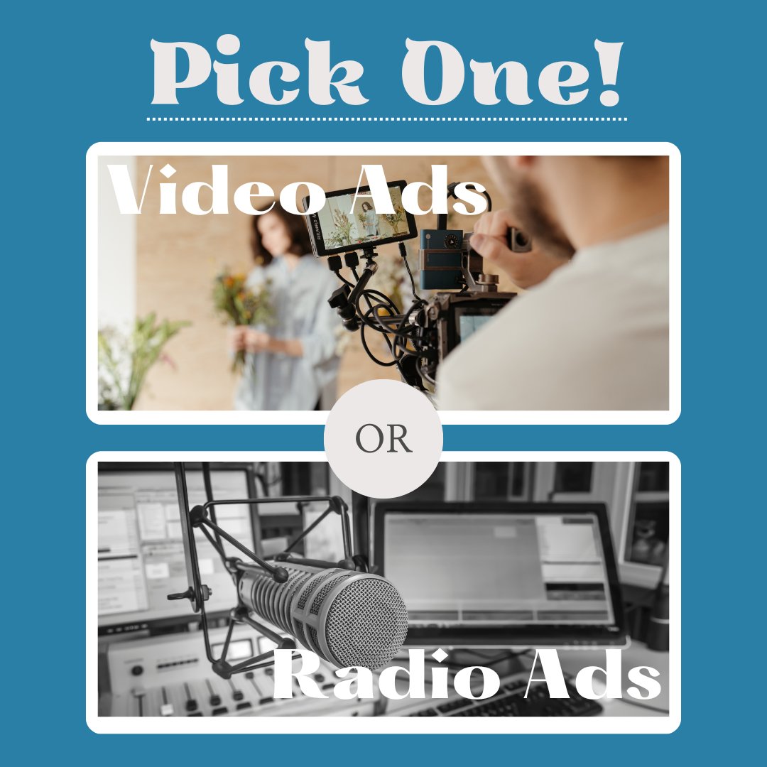 TargetRiver's tweet photo. Comment down below your favorite: Video or Audio ads!
#targetriver #targetvideo #targetaudio #targetedmarketing #radioads #visualads #videoads https://t.co/kJqUYWYW5I