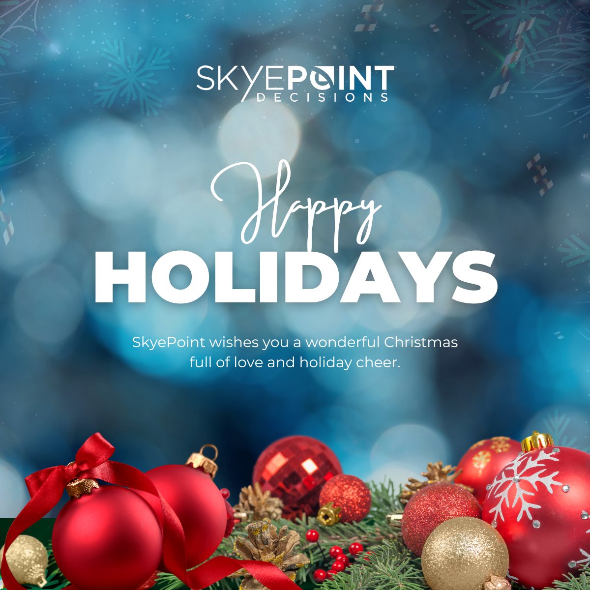 Happy Holidays from #SkyePoint.
We wish you a wonderful Christmas full of love and holiday cheer.
May the New Year bring health, happiness and prosperity.

#HappyHolidays #MerryChristmas #HappyNewYear #TeamSkyePoint