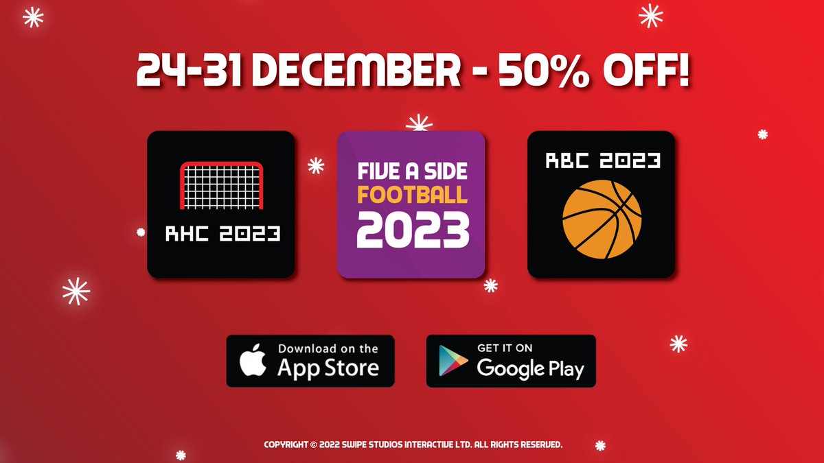 To celebrate the holidays you can get some of our games for half price right now!

🏒 Retro Hockey Coach 2023 
⚽️ Five A Side Football 2023
🏀 Retro Basketball Coach 2023

Apple: apps.apple.com/gb/developer/s…

Google: play.google.com/store/apps/dev…

#gamedev #indiegames #screenshotsaturday