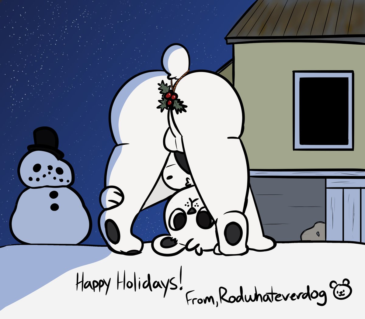 Rodwhateverdog's tweet photo. Theodore wishes y'all a Merry Christmas and Happy Holidays! 
Little doodle to end the year off with, hope theres more next year :) https://t.co/MMqIeJa3u1