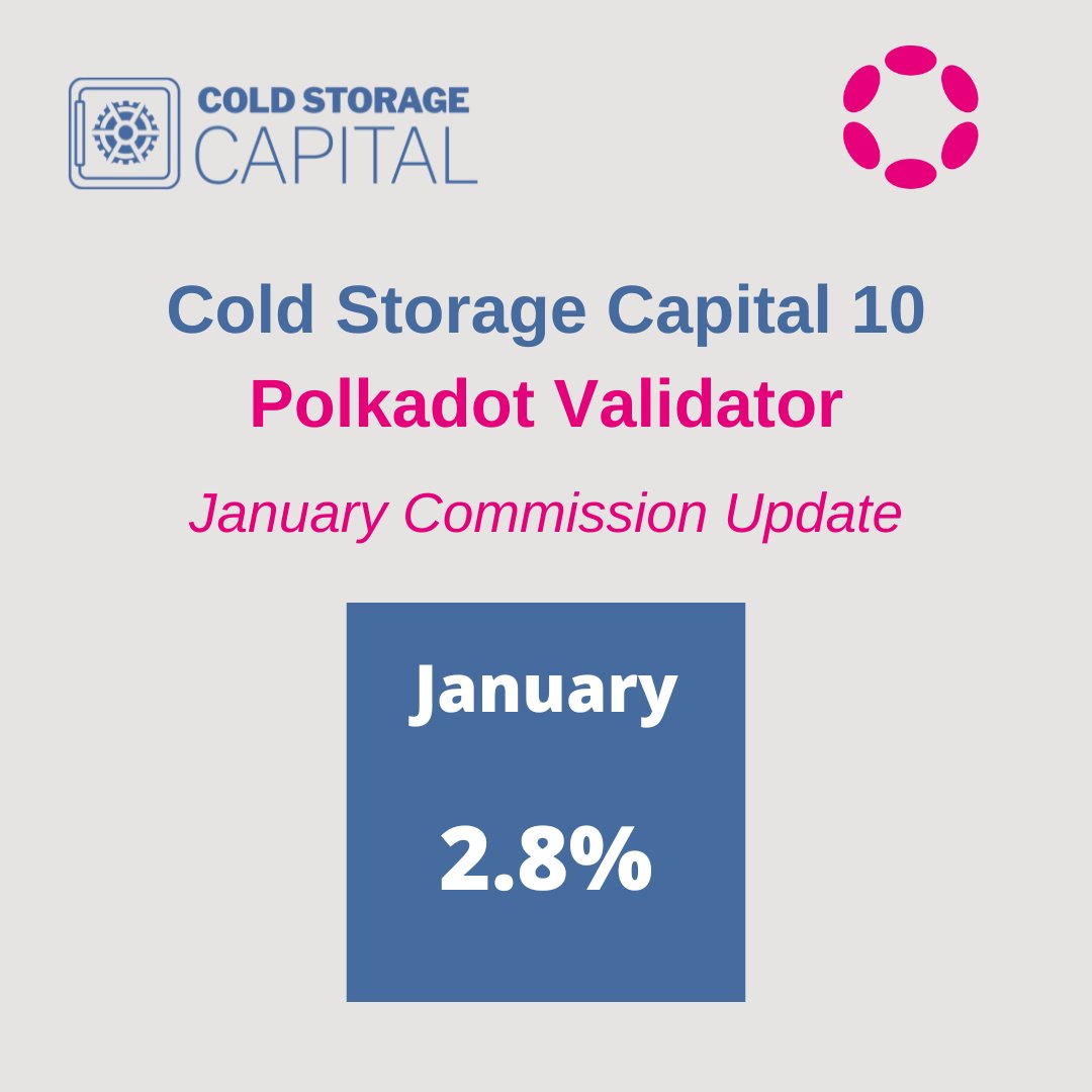 coldstoragecap's tweet photo. Check the January 2023 commission and take advantage of one of the lowest commissions on the Polkadot Network. Nominate CSC10 on the link:
https://t.co/Ri68dyN4IW https://t.co/cn6y4oSc5Y