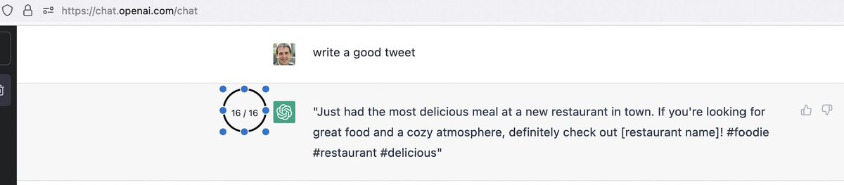 Tried #ChatGPT  conversational bot OK , good start #openai the main issue to solve #chatbot has limited responses, so they're not often able to answer multi-part questions correctly or questions that require creativity took 16 tries . How was your experience with #GPTwitter