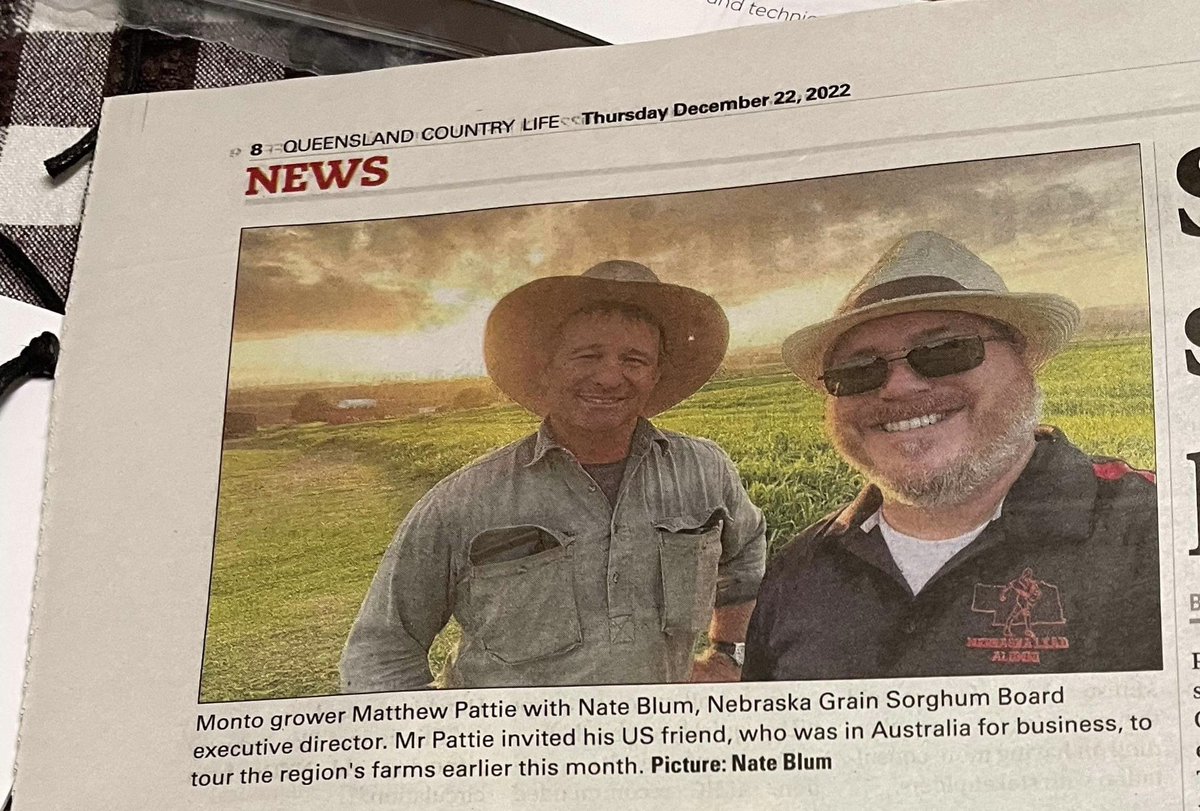 On the off chance that you don’t subscribe to the Queensland Country Life newspaper, you may have missed  a photo and shoutout from our recent visit to Mr. Matt Pattie’s farm.

The #SorghumArmy would like to expressly thank Matt and Tracey for their kind hospitality!