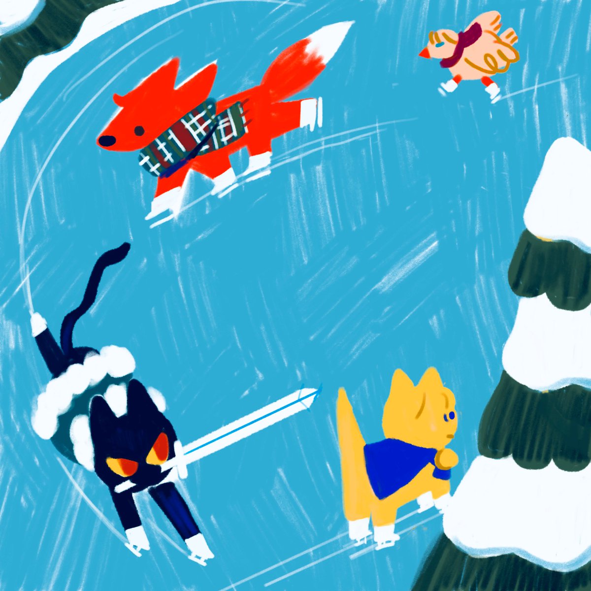 purroko's tweet photo. Ice skating!! look out catmitri... https://t.co/NS9lf8oHK1