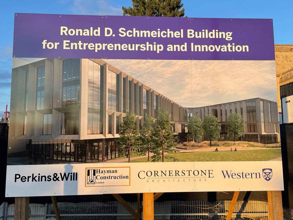 Western University EIC (Entrepreneurship and Innovation Centre) -- Architectural rendering of finished project, with anticipated completion in August 2023, plus photos from July 2022.