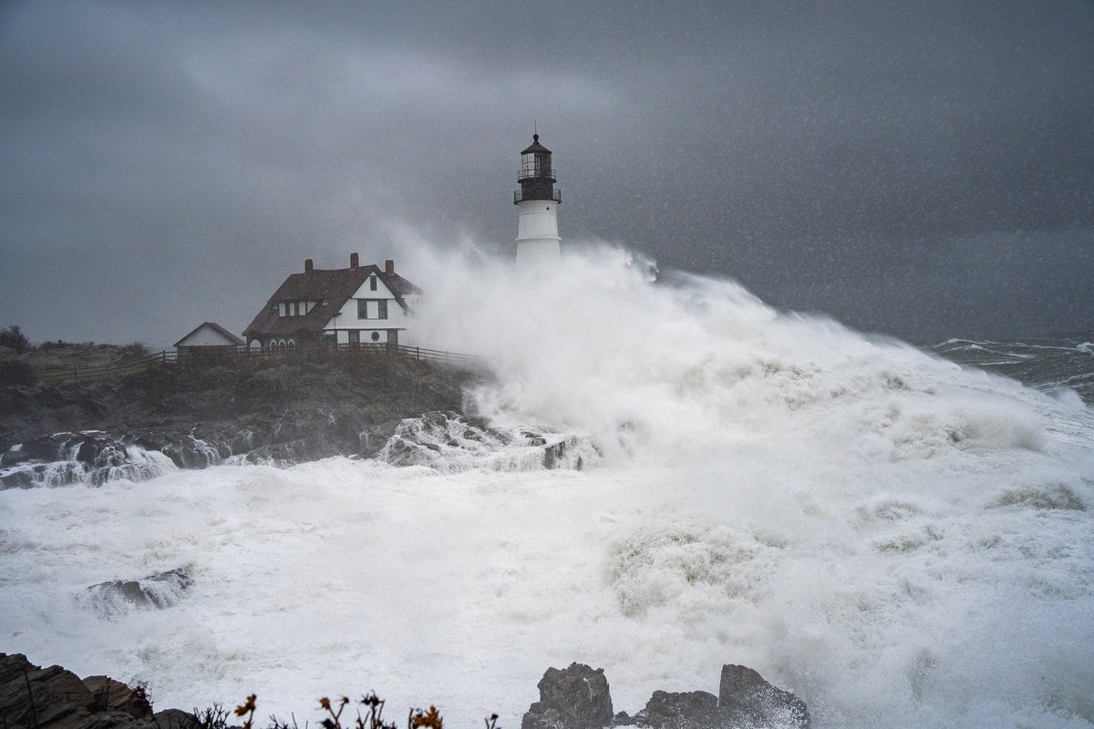 The Wave - 
After reviewing my images, I determined that I captured the wave that took out the door and window at Portland Head Lighthouse. I'm not happy about it, but I am in awe of the power of nature. I believe this is a historic capture. 
#mewx #maine #winterstorm #elliott