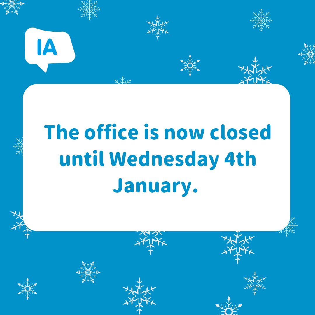 The office is now closed until Wednesday 4th January 2023.  Our website contains lots of useful information to help you, including a list of FAQs. If you have are at all concerned about your ileostomy or internal pouch, please consult your health professional.
#SafeWithIA