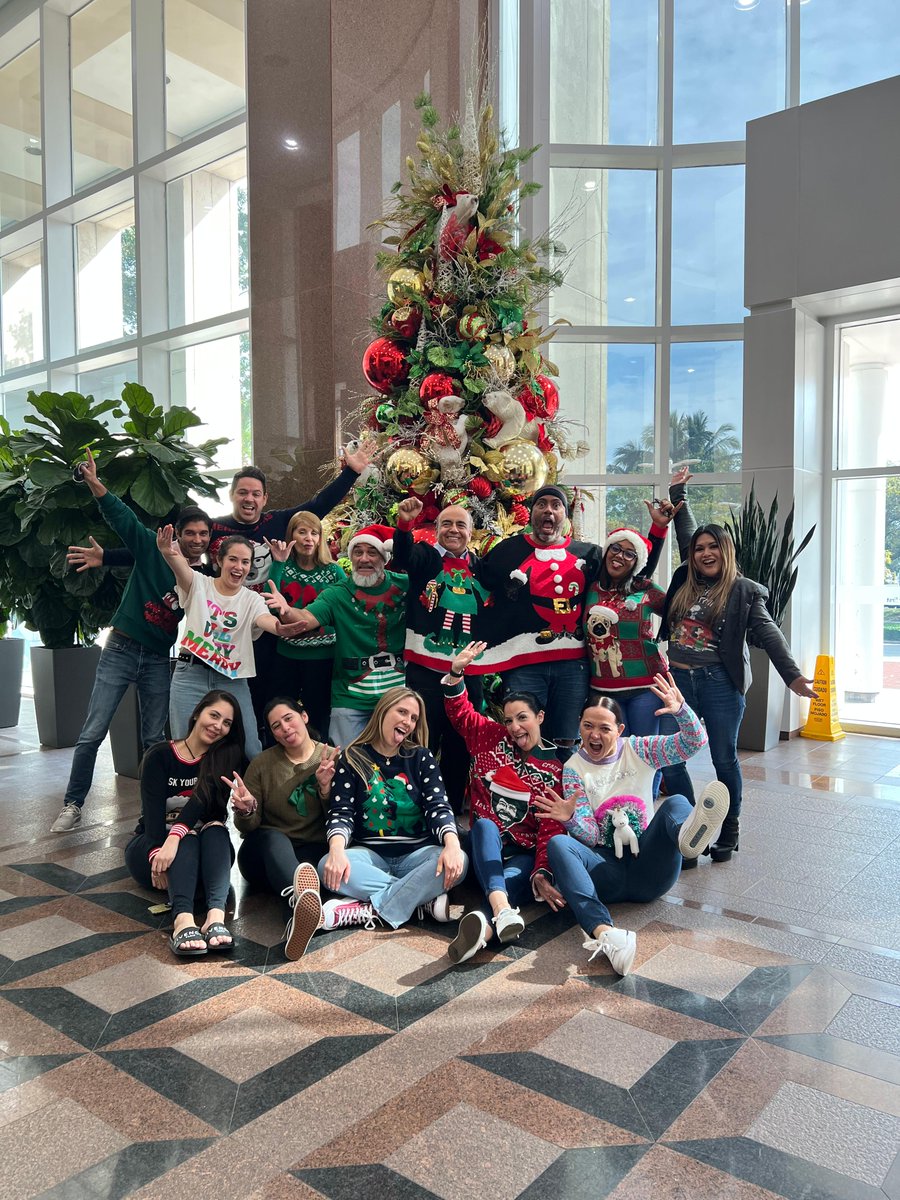 imagentma's tweet photo. An agency that wears ugly sweaters together has fun together. 🎄❄️ #HolidaySeason #ImagenTMA https://t.co/tSGfFcDJRr
