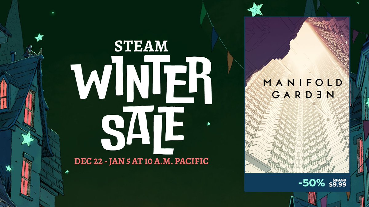 Manifold Garden is currently 50% off as part of the Steam Winter Sale: store.steampowered.com/app/473950/Man…