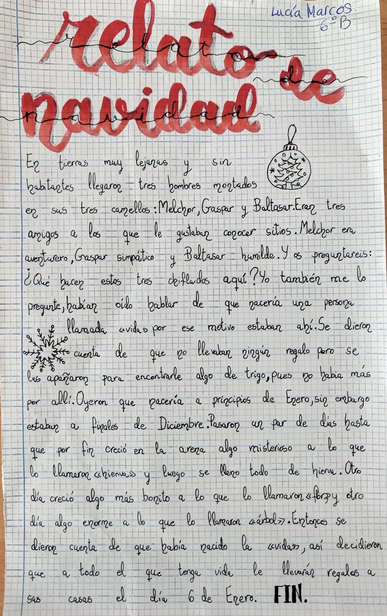 No queremos dejar pasar este día sin mostraros los Christmas y el Relato ganador del concurso que ha organizado el AMPA Arriadh 
Los ganadores han sido:
-  Gala Álvarez de Infantil
- Julia Rosado de Primer Ciclo
- Emma Durán de Segundo Ciclo
- Lucía Marcos de Tercer Ciclo