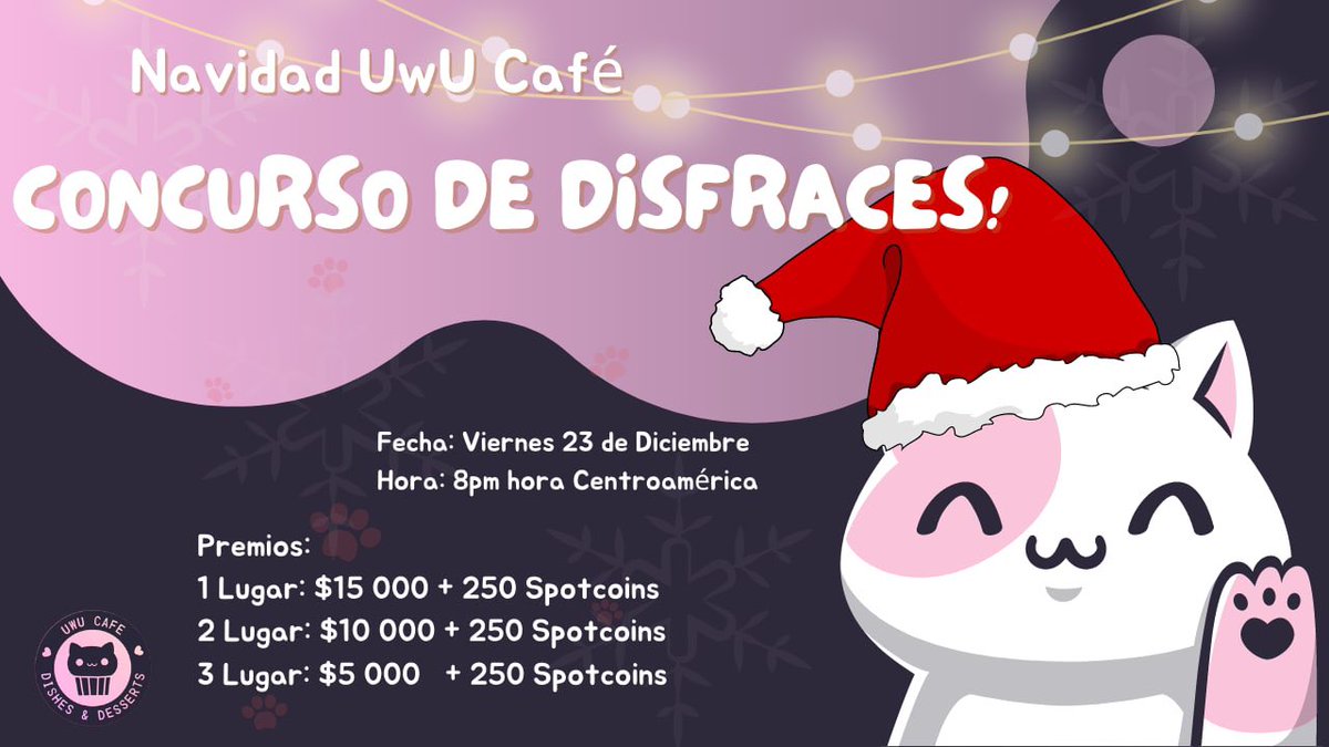 spotrp's tweet photo. Fiesta de Navidad y disfraces en el UwU Café 💜 HOY https://t.co/aV6RtCnGB3