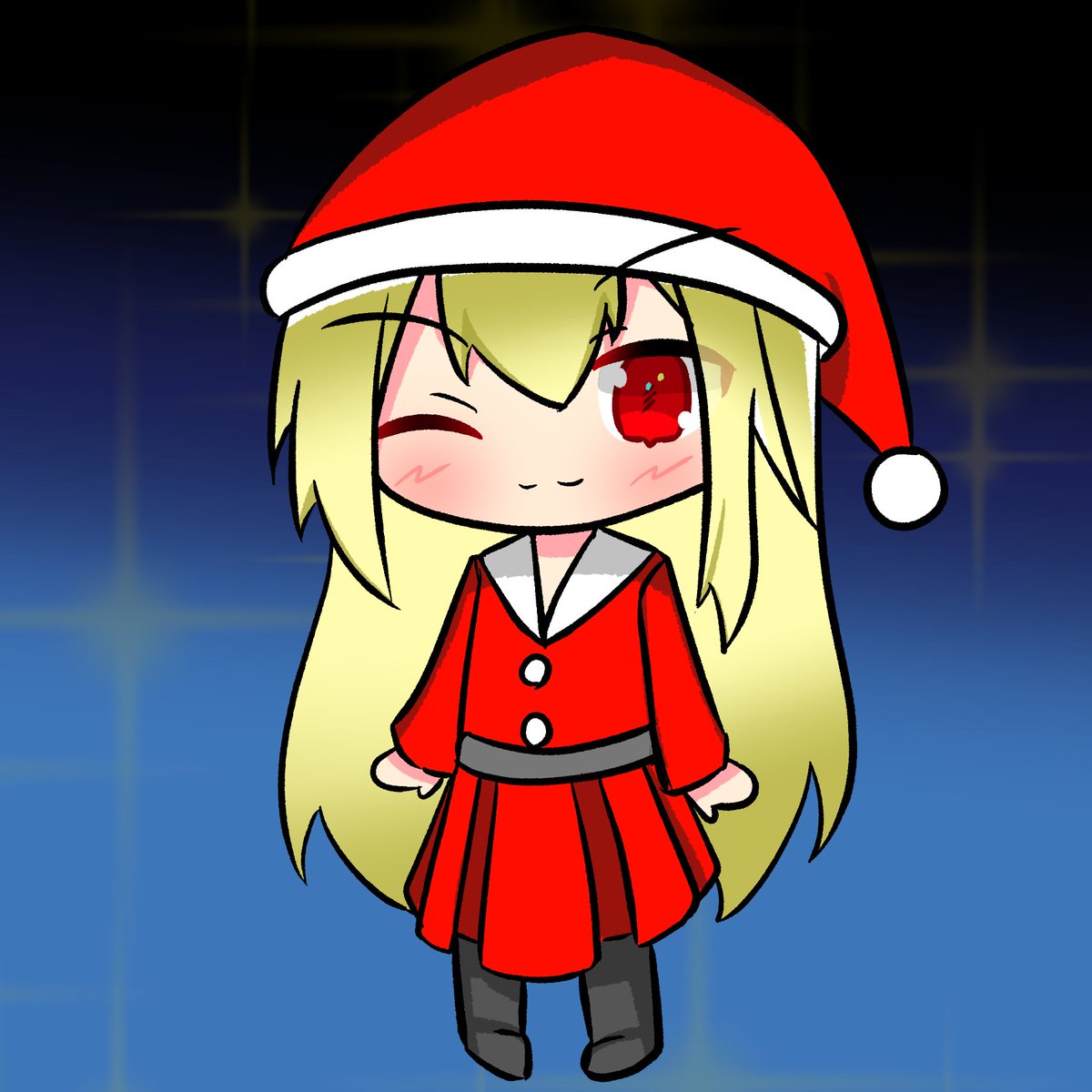 1girl solo one eye closed hat long hair red eyes blonde hair  illustration images