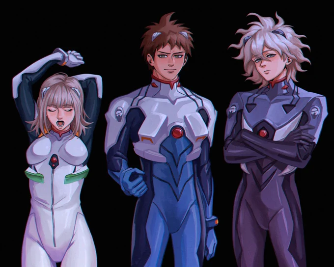 just guys cosplay characters from evangelion#danganronpa #sdr2 #nagitokomaeda #hajimehinata #chiakinanami 