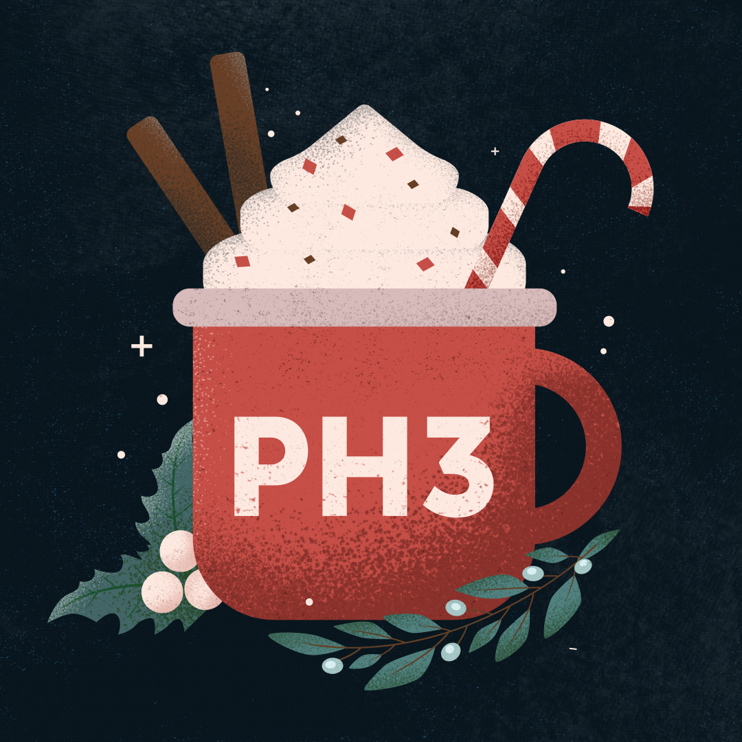 We're getting cozy around the fire with our friends and family this holiday season with some hot cocoa (and maybe our delicious Christmas beer) in hand.

Merry Christmas from all of us at PH3. 🎄