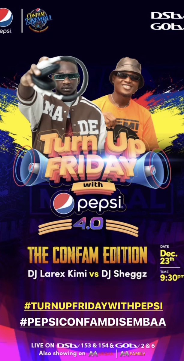 please y’all should show my boy DJ Sheggz some love on turn up friday with pepsi. please vote for him the show starts by 9:30🤲🏾
#AMTurnupFriday