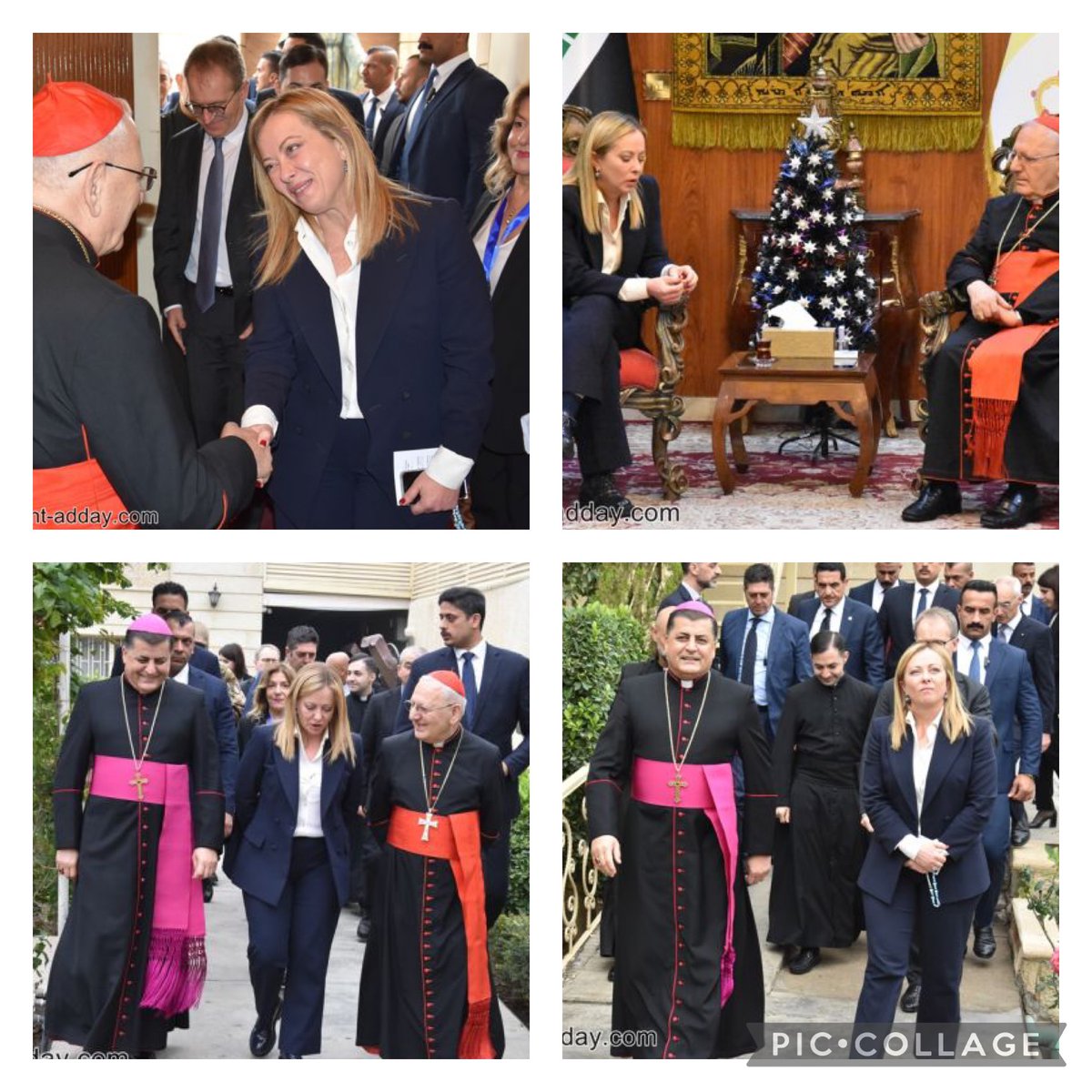 @GiorgiaMeloni, Présidente du Conseil des ministres d’Italie a rencontré ce matin à #Bagdad le cardinal Louis Sako, Patriarche de l’Eglise #chaldéenne. L’entretien se concentré sur la situation des chrétiens d’Irak et les moyens de les maintenir dans le pays.#chretiensdOrient