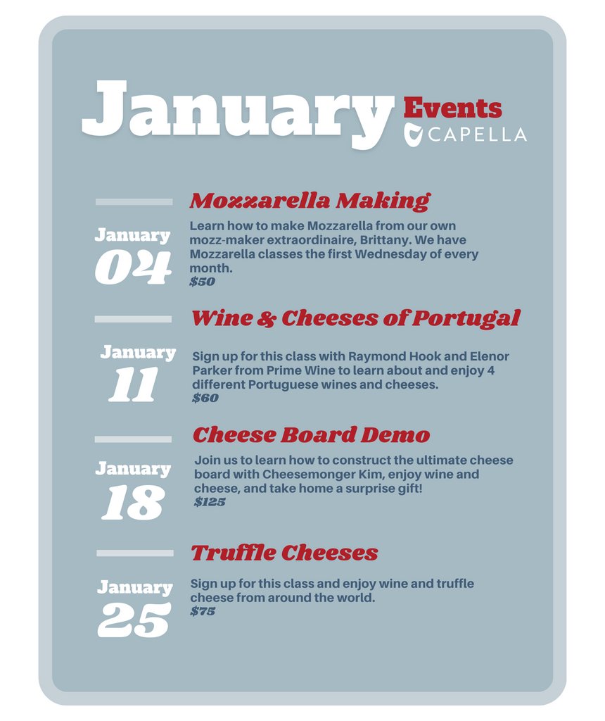 We have a lot of great events planned for 2023! 🎉 Reserve your spot for our January classes the next time you're in the shop (They make for a great gift too!)