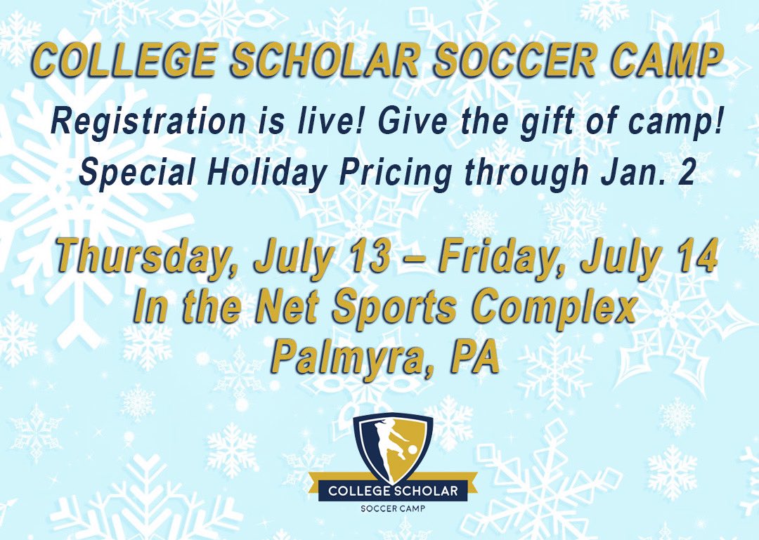 cssoccercamp's tweet photo. Camp registration is live! Sign up today to get special holiday pricing now through January 2!  Link in bio! 
#soccercampseason #highacademics #cssc23 #recruiting #ncaacollegesoccer https://t.co/g8JSYoL6ZZ