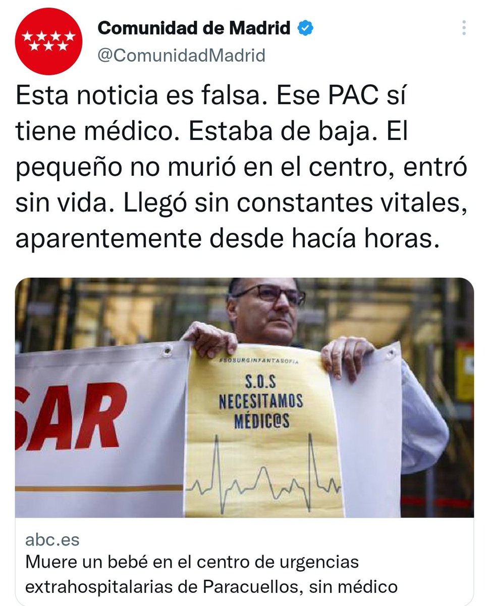 Que ante un suceso tan trágico, la Comunidad de Madrid responda esto, no tiene nombre.