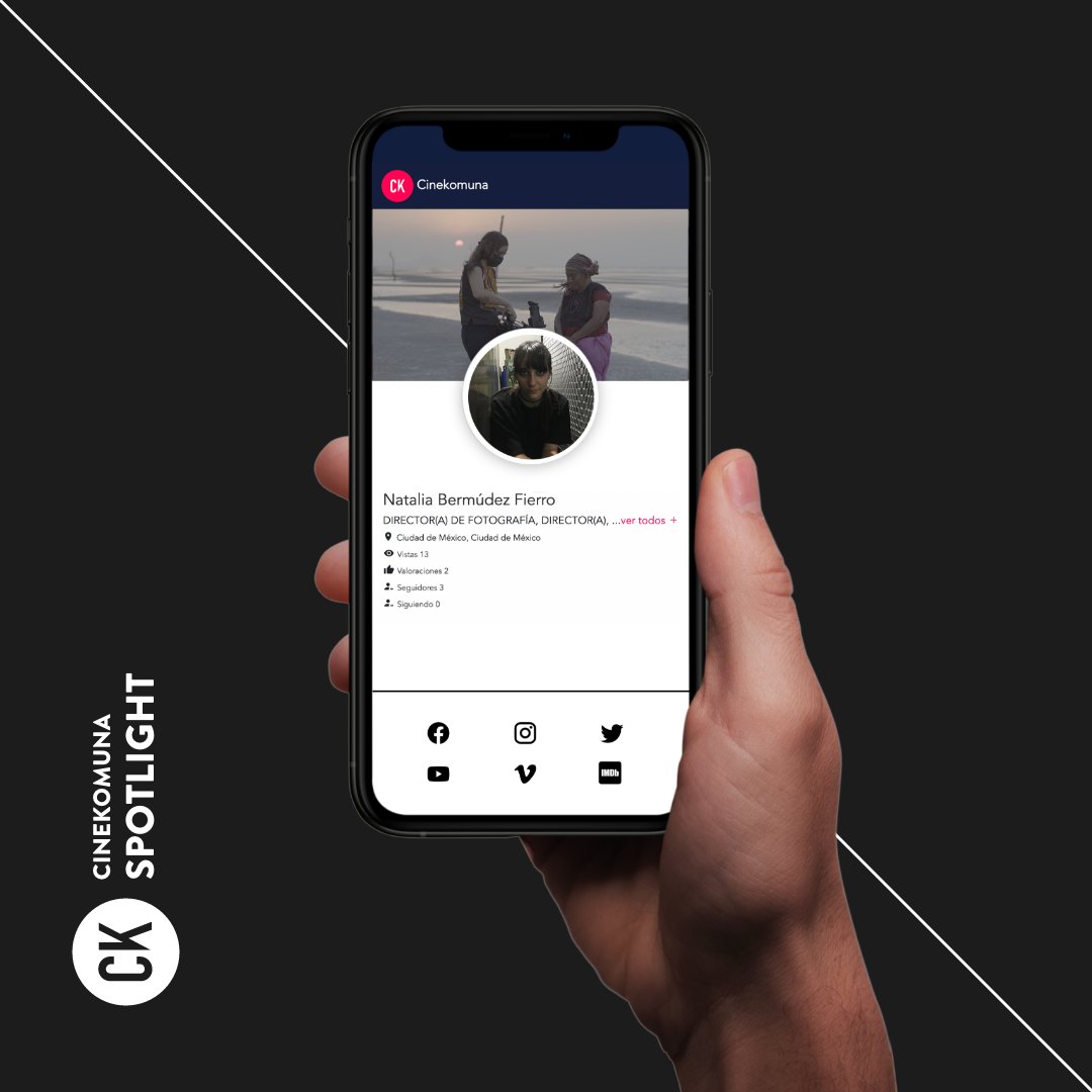 SPOTLIGHTS - CREW
Es para nosotros un placer darle la bienvenida a Cinekomuna a la directora, fotógrafa  y guionista @LaNatBermudez . Para conocer más de su trabajo, te invitamos a visitar su perfil en la plataforma.

cinekomuna.com
¡Crea tu perfil!