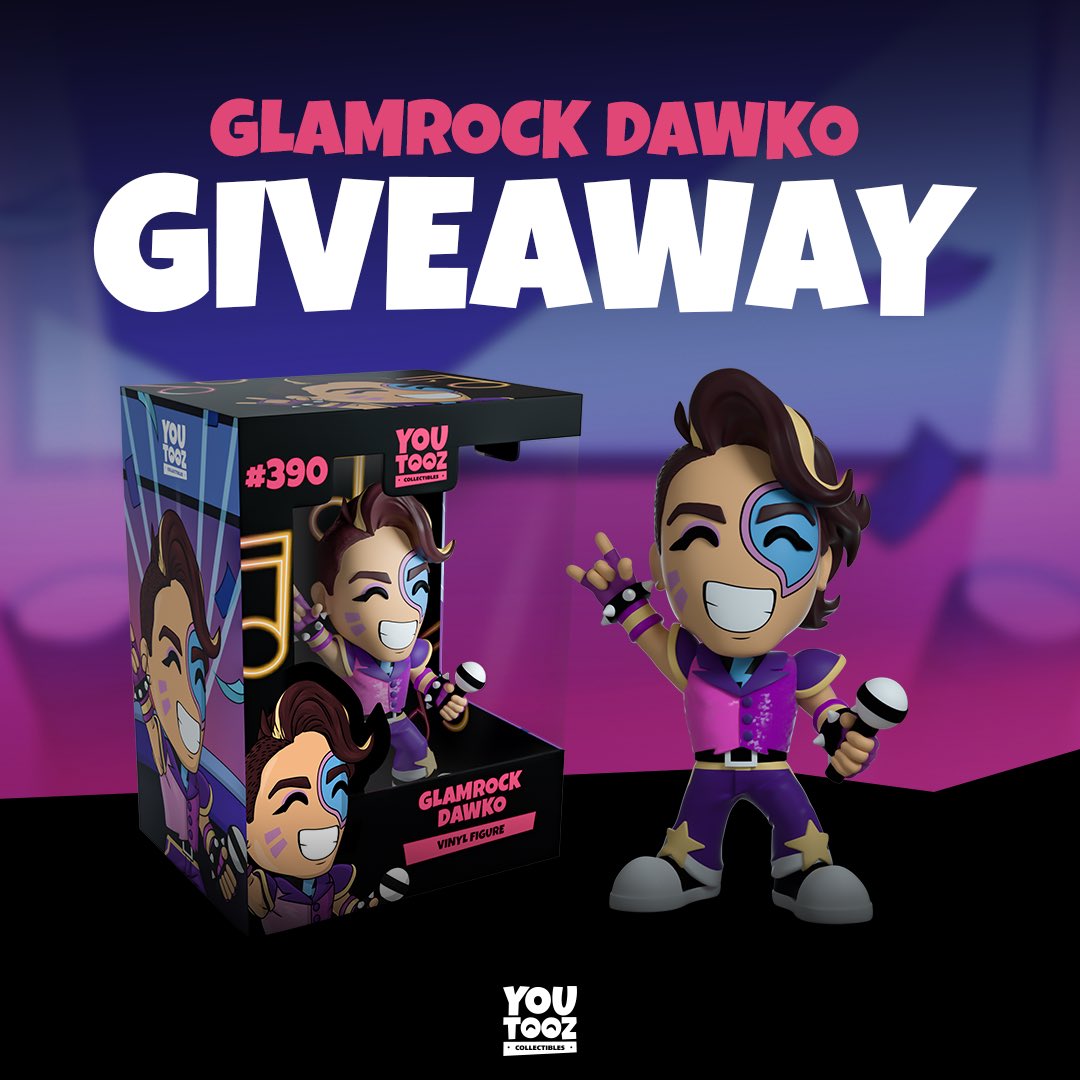 GLAMROCK GIVEAWAY! ✨🎤 RT and follow <a href="/youtooz/">youtooz</a> to win a glamrock dawko. We'll announce the winners on the drop day dec 27th!