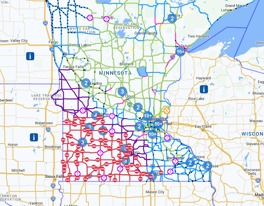 Almost all highways are closed across southwest Minnesota right now.