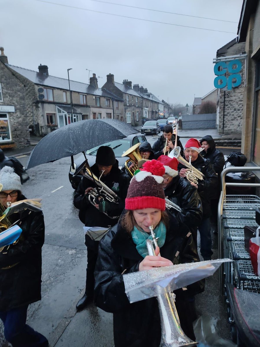 One of this year’s community fund recipients, Castleton band, played carols outside <a href="/bradwellcoop/">Bradwell Co-op</a>