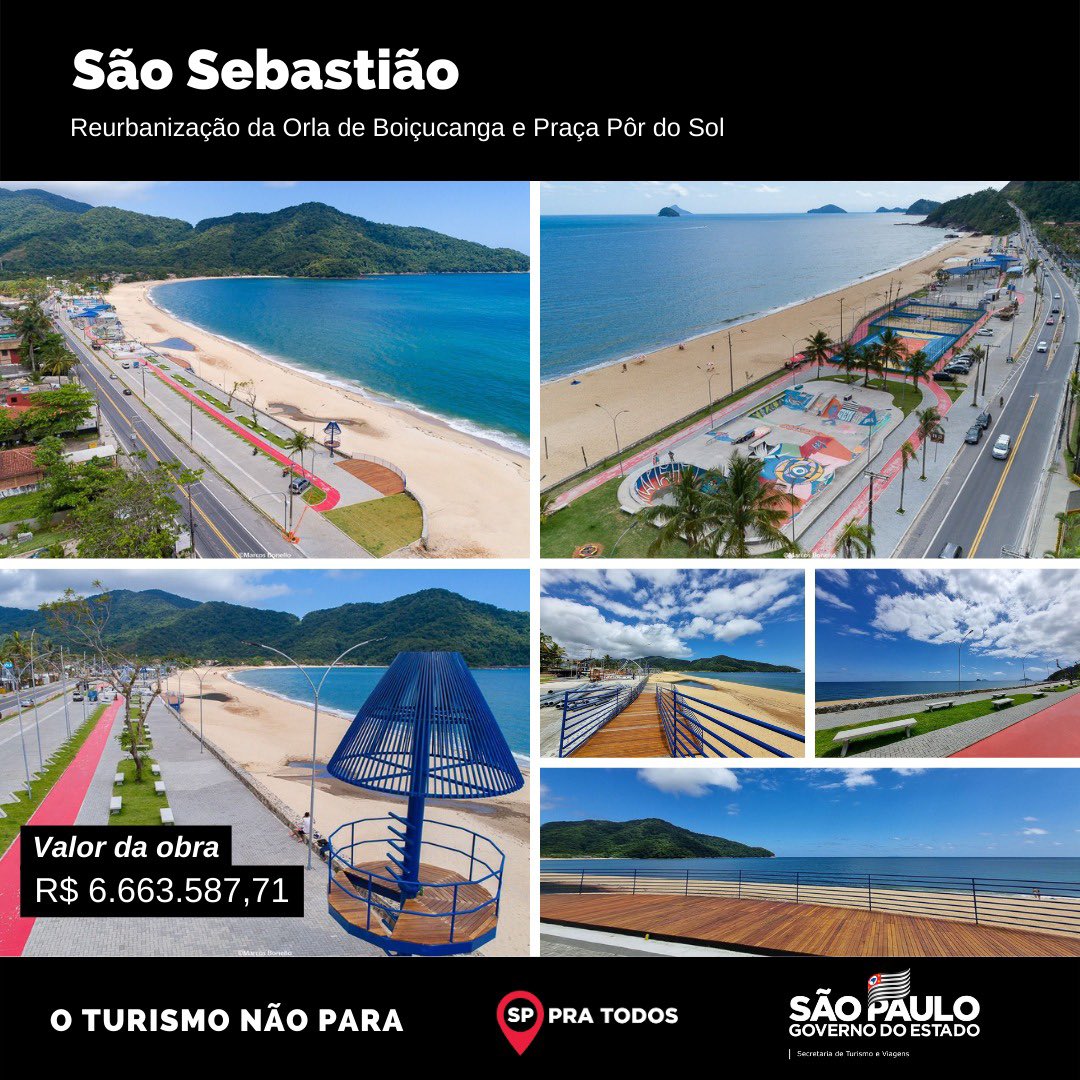 Foi entregue hoje (23), a obra de reurbanização da orla de Boiçucanga e Praça Pôr do Sol. A obra foi realizada com recursos da Secretaria de Turismo e Viagens do Estado de São Paulo, através do DADETUR.