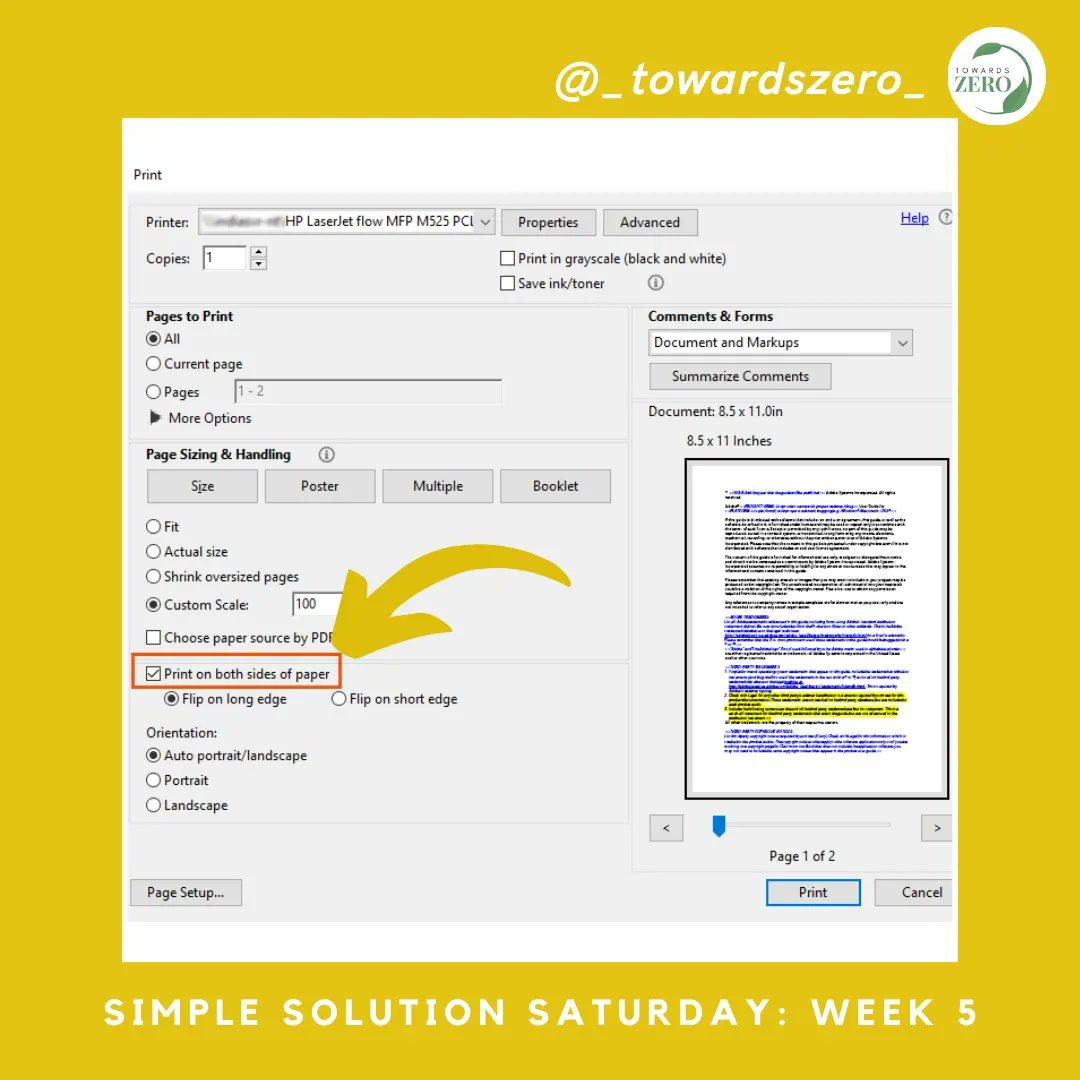 towards_zero2's tweet image. Simple Solution Saturday: Week 5 

Here's how you can cut down your paper usage by 50% with a click of a button! Support SDG 12 by being a responsible consumer. 

Here's an example 👆🏻

#towardszero #simplesolutionsaturday #savepaper #environment #climatechange #SDG #sdg12 #sdg13