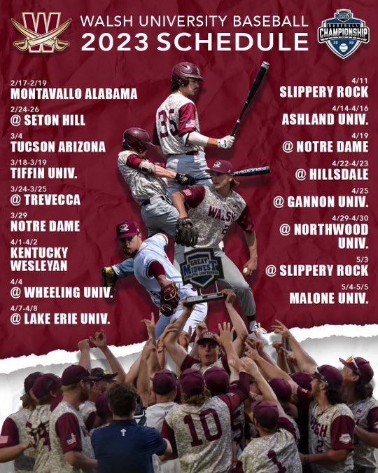 2023 Cavalier Baseball Schedule:

*Dates &amp; Times subject to change

Opening Day Feb.17th 56 days away. See you in the Spring! #SwordsUp⚔️