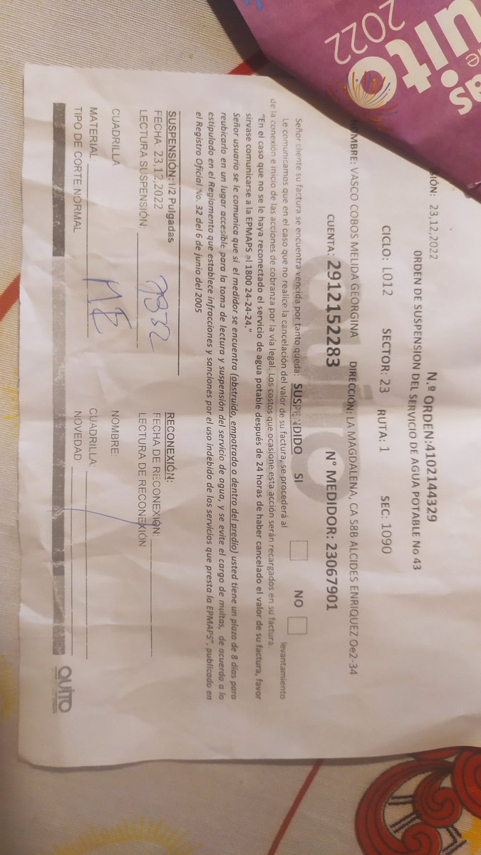 arcangel1402's tweet photo. @aguadequito @MunicipioQuito @teleamazonasec @elcomerciocom @tctelevision su ayuda como poder solucionar el incoveniente que después de varios intentos en la matriz jamás tuve respuesta ante el valor de mi planilla hoy llega la notificación sin servicio de agua espero me ayuden https://t.co/YjhUnzd4Zz