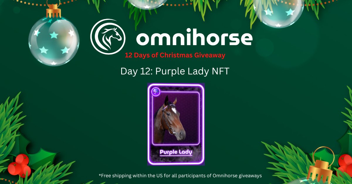 omnihorse_NFT's tweet image. Today is Day 12 of the Omnihorse 12 Days Of Christmas 🎅. Every day until Christmas🎄Eve, we will be giving away 1 item to our followers. 

🎁Day 12: Purple Lady NFT (0.12 ETH)

To Enter:
🥇 Follow @omnihorse_NFT
🥈 Like♥️And RT
🥉 Tag 3 Frens

Winners in 24 hrs⏳

#NFTGiveway