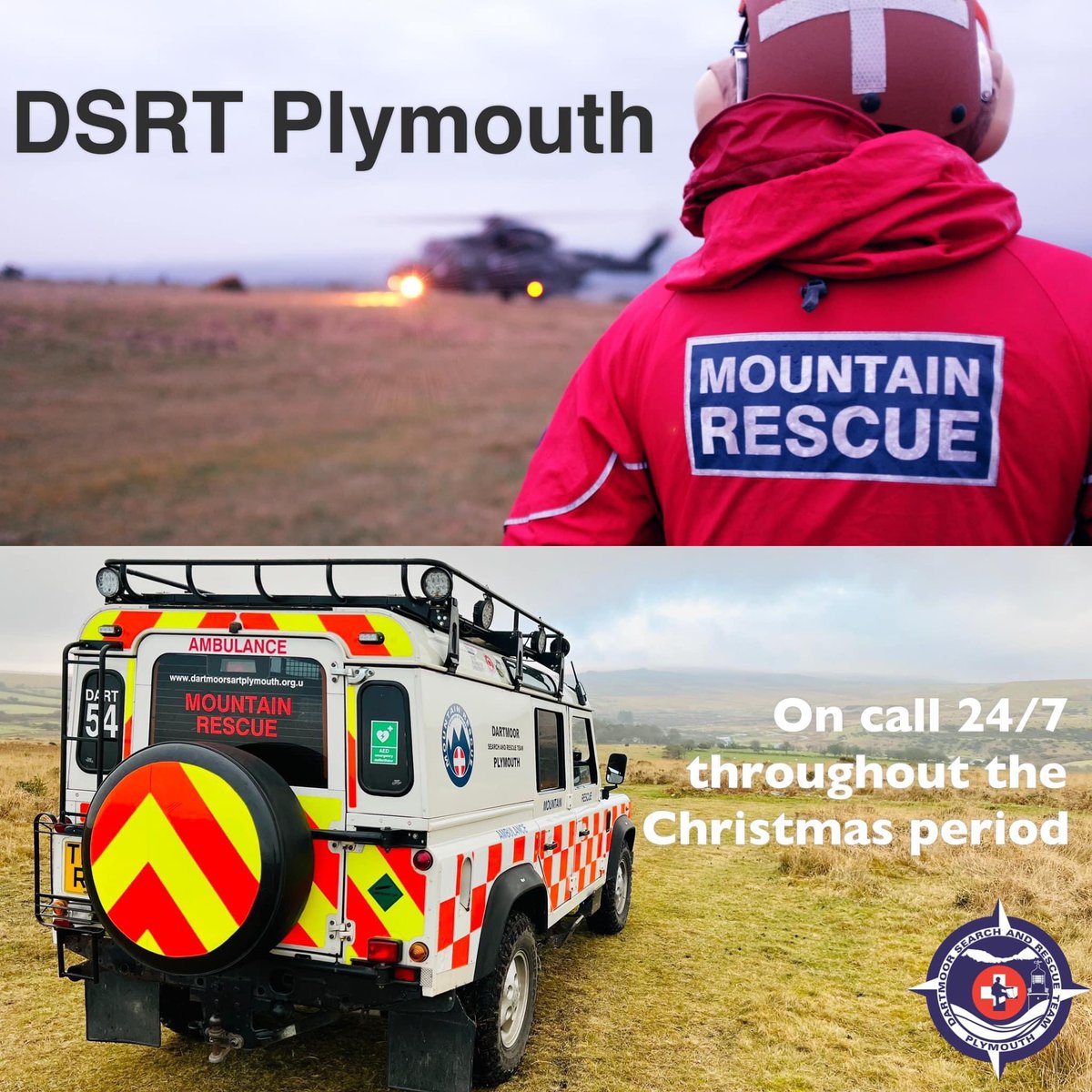 Dartmoor Search and Rescue Team Plymouth would like to wish all our followers and supporters a Merry Christmas, and hope you have a restful break.

⚠️ We continue to be on call 24/7 throughout the Christmas period. We are available for 365 days of the year, whatever the weather!