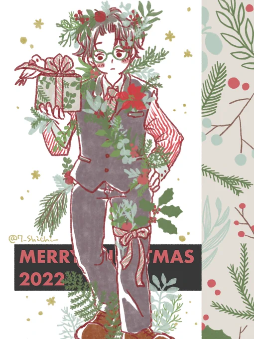 2022.12.24 クリスマスリース氏  #イラスト #絵描きさんと繋がりたい #クリスマスイラスト